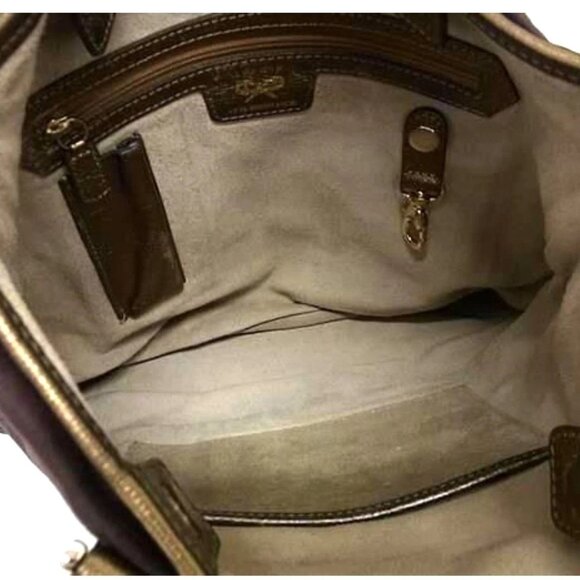 Anya Hindmarch -RARE- WHAM Brown Canvas & Metallic Bronze Leather Tote Bag VGUC - Picture 10 of 12